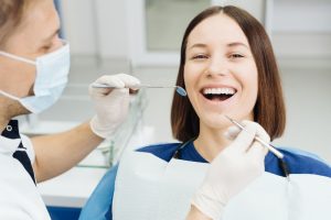 a women is getting dental treatment